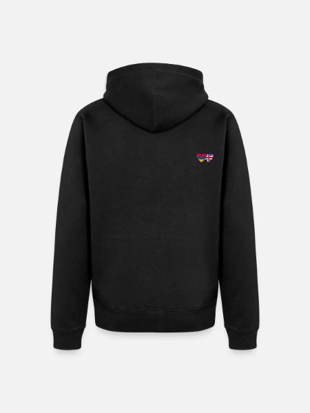 Armenia England Flag Heart - Unisex Premium Organic Zip Hoodie - black