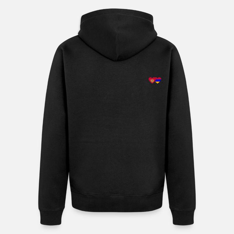 Monténégro Arménie Drapeau Coeur - Veste à capuche bio Premium Unisexe - noir