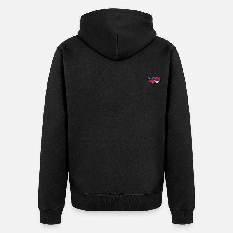 Liechtenstein Arménie Drapeau Coeur - Veste à capuche bio Premium Unisexe - noir