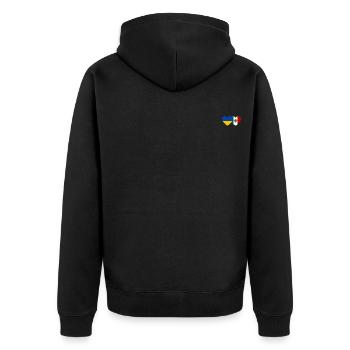Ukraine Mexiko Flagge Herz - Unisex Premium Bio Zip Hoodie - Schwarz - Hinten - Nico (187cm)