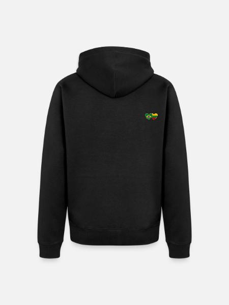 Brazil Lithuania Flag Heart - Unisex Premium Organic Zip Hoodie - black