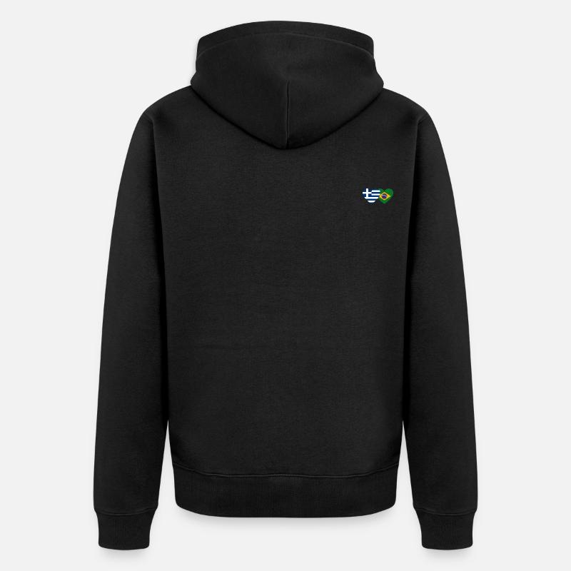 Grèce Brésil Flag Coeur - Veste à capuche bio Premium Unisexe - noir