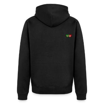 Brasilien Hong Kong Flagge Herz - Unisex Premium Bio Zip Hoodie - Schwarz - Hinten - Nico (187cm)