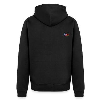 USA Kenia Flagge Herz - Unisex Premium Bio Zip Hoodie - Schwarz - Hinten - Nico (187cm)