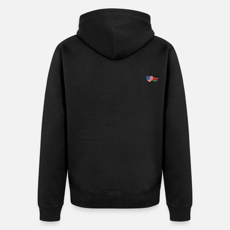 États-Unis Kenya Flag Heart - Veste à capuche bio Premium Unisexe - noir
