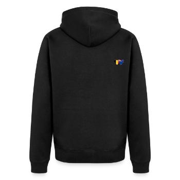 Belgien Neuseeland Flagge Herz - Unisex Premium Bio Zip Hoodie - Schwarz - Hinten - Nico (187cm)