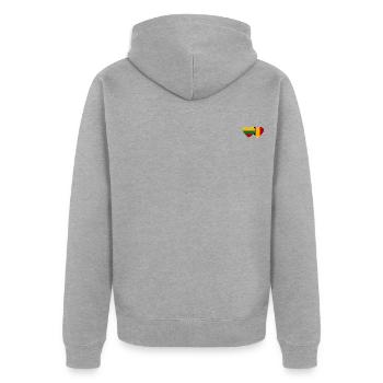 Litauen Belgien Flagge Herz - Unisex Premium Bio Zip Hoodie - Grau meliert - Hinten - Nico (187cm)