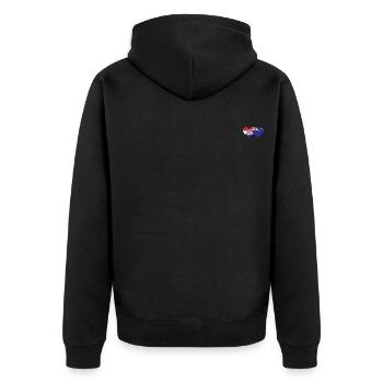 Kroatien Neuseeland Flagge Herz - Unisex Premium Bio Zip Hoodie - Schwarz - Hinten - Nico (187cm)