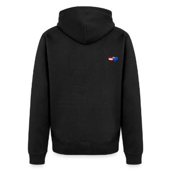 Österreich Neuseeland Flagge Herz - Unisex Premium Bio Zip Hoodie - Schwarz - Hinten - Nico (187cm)