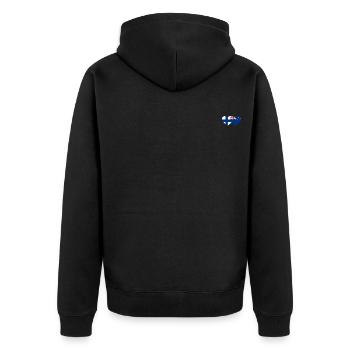 Finnland Neuseeland Flagge Herz - Unisex Premium Bio Zip Hoodie - Schwarz - Hinten - Nico (187cm)
