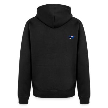 Estland Neuseeland Flagge used - Unisex Premium Bio Zip Hoodie - Schwarz - Hinten - Nico (187cm)