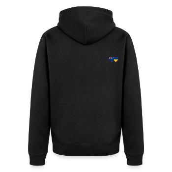 New Zealand Ukraine Flag Heart - Unisex Premium Organic Zip Hoodie - black - Back - Nico (187cm)