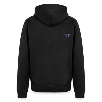 Neuseeland Aserbaidschan Flagge Herz - Unisex Premium Bio Zip Hoodie - Schwarz - Hinten - Nico (187cm)