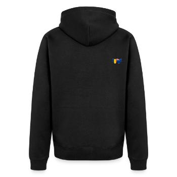 Rumänien Neuseeland Flagge Herz - Unisex Premium Bio Zip Hoodie - Schwarz - Hinten - Nico (187cm)
