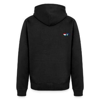 Luxemburg Kosovo Flagge Herz - Unisex Premium Bio Zip Hoodie - Schwarz - Hinten - Nico (187cm)