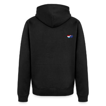 Luxemburg Neuseeland Flagge Herz - Unisex Premium Bio Zip Hoodie - Schwarz - Hinten - Nico (187cm)