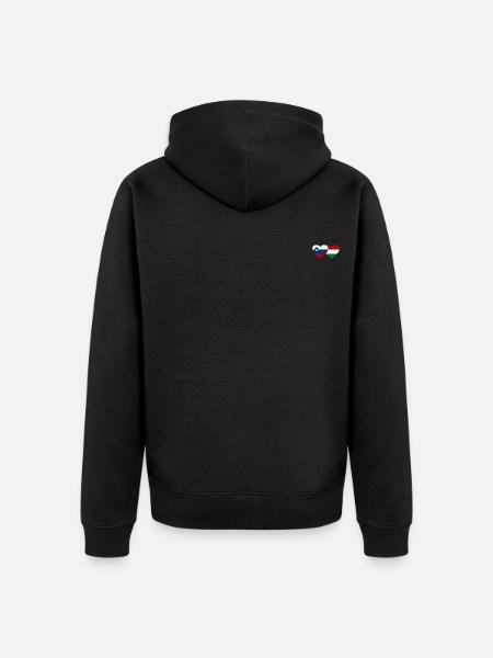 Slovenia Hungary Flag Heart - Unisex Premium Organic Zip Hoodie - black