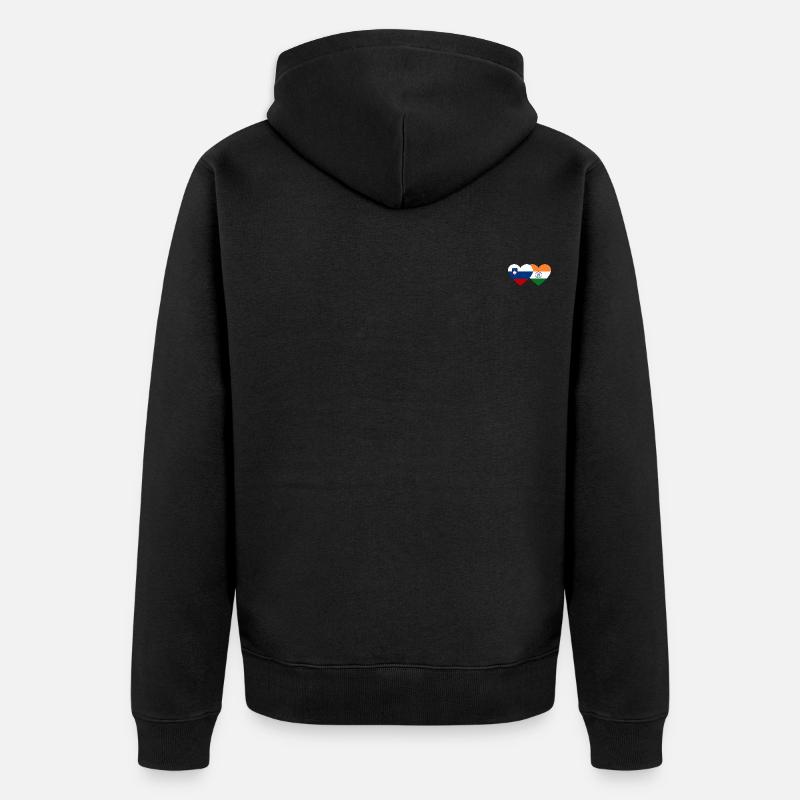 Slovénie Inde Flag Heart - Veste à capuche bio Premium Unisexe - noir