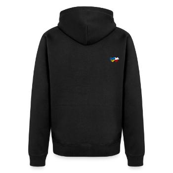 Ukraine Pologne drapeau coeur utilisé - Veste à capuche bio Premium Unisexe - noir - Dos - Nico (187cm)