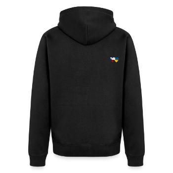 Tschechien Ukraine Flagge Herz used - Unisex Premium Bio Zip Hoodie - Schwarz - Hinten - Nico (187cm)