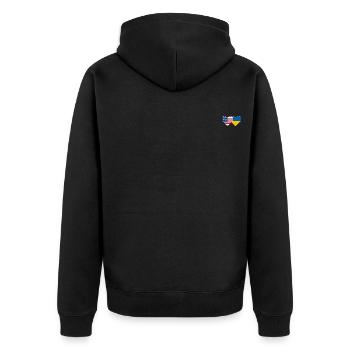 États-Unis Ukraine Flag Heart - Veste à capuche bio Premium Unisexe - noir - Dos - Nico (187cm)