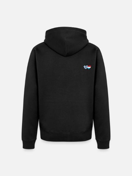 Grèce Drapeau luxembourgeois coeur utilisé - Veste à capuche bio Premium Unisexe - noir