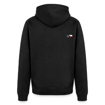 Namibia Tschechien Flagge Herz - Unisex Premium Bio Zip Hoodie - Schwarz - Hinten - Nico (187cm)