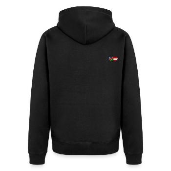 Namibia Österreich Flagge Herz - Unisex Premium Bio Zip Hoodie - Schwarz - Hinten - Nico (187cm)