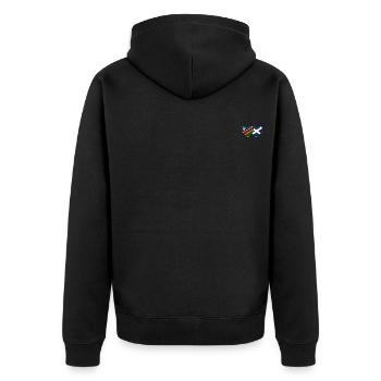 Namibia Schottland Flagge Herz - Unisex Premium Bio Zip Hoodie - Schwarz - Hinten - Nico (187cm)