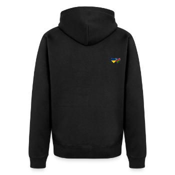 Ukraine Namibia Flag Heart - Unisex Premium Organic Zip Hoodie - black - Back - Nico (187cm)