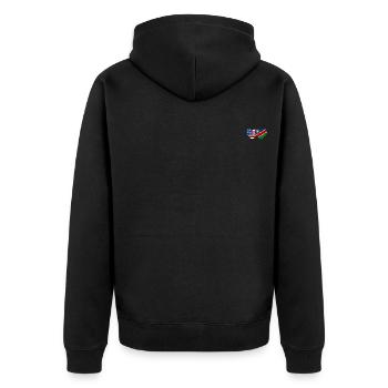 USA Namibia Flag Heart - Unisex Premium Organic Zip Hoodie - black - Back - Nico (187cm)