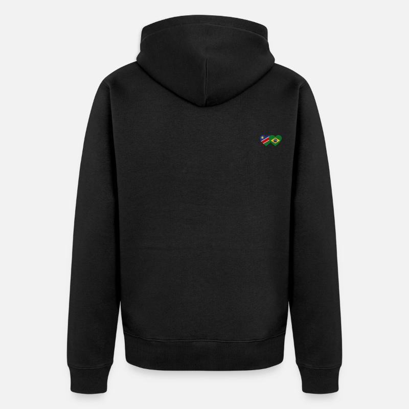 Namibie Brésil Flag Coeur - Veste à capuche bio Premium Unisexe - noir