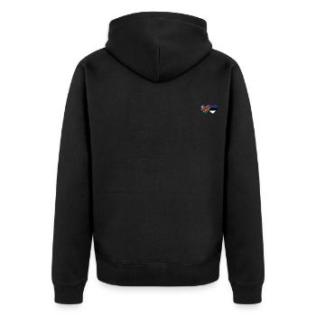 Namibia Estland Flagge Herz - Unisex Premium Bio Zip Hoodie - Schwarz - Hinten - Nico (187cm)