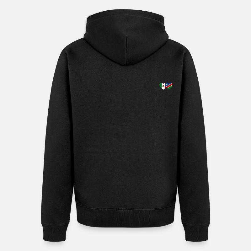 Mexiko Namibia Flagge Herz - Unisex Premium Bio Zip Hoodie - Schwarz