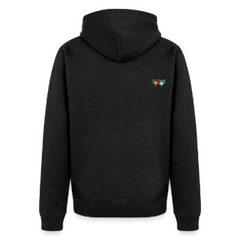 Portugal Macau Flagge Herz - Unisex Premium Bio Zip Hoodie - Schwarz - Hinten - Nico (187cm)