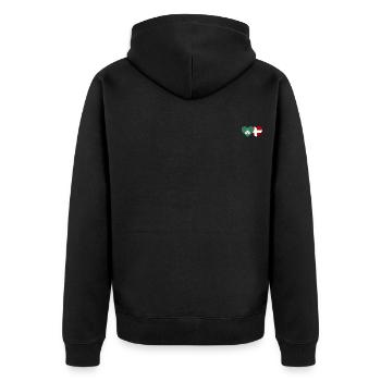 Macau Dänemark Flagge Herz - Unisex Premium Bio Zip Hoodie - Schwarz - Hinten - Nico (187cm)