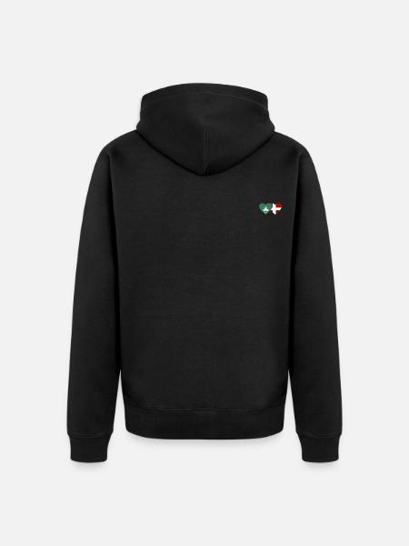 Macau Denmark Flag Heart - Unisex Premium Organic Zip Hoodie - black
