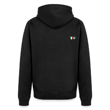 Italien Macau Flagge Herz - Unisex Premium Bio Zip Hoodie - Schwarz - Hinten - Nico (187cm)