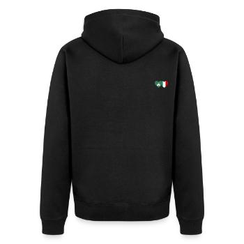 Macau Italien Flagge Herz - Unisex Premium Bio Zip Hoodie - Schwarz - Hinten - Nico (187cm)