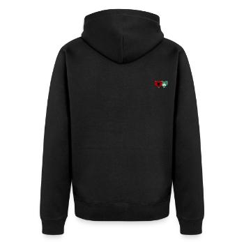 Albanien Macau Flagge Herz - Unisex Premium Bio Zip Hoodie - Schwarz - Hinten - Nico (187cm)