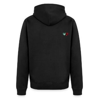 Macau Albanien Flagge Herz - Unisex Premium Bio Zip Hoodie - Schwarz - Hinten - Nico (187cm)