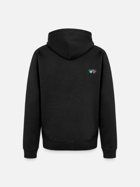 Macau Island Flag Heart - Unisex Premium Organic Zip Hoodie - black