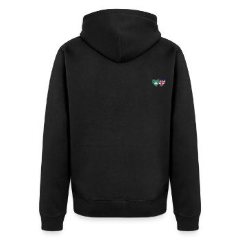 Macau Großbritannien Flagge Herz - Unisex Premium Bio Zip Hoodie - Schwarz - Hinten - Nico (187cm)