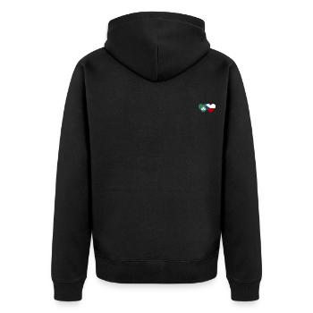 Macau Tschechien Flagge Herz - Unisex Premium Bio Zip Hoodie - Schwarz - Hinten - Nico (187cm)