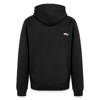 Tschechien Macau Flagge Herz - Unisex Premium Bio Zip Hoodie - Schwarz - Hinten - Nico (187cm)