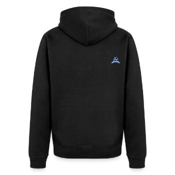 Fußball Name Bannerschleife blau - Unisex Premium Bio Zip Hoodie - Schwarz - Hinten - Nico (187cm)