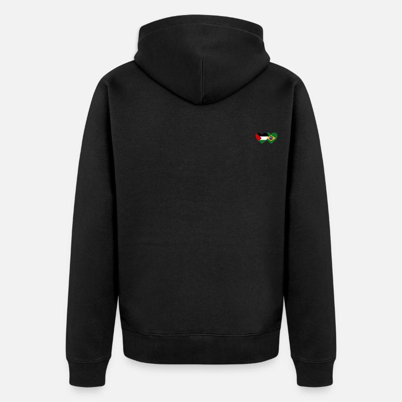 Palestine Brésil Drapeau Coeur - Veste à capuche bio Premium Unisexe - noir