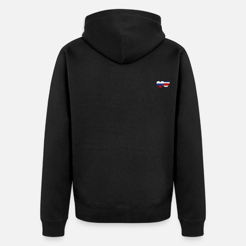 Russie Costa Rica Drapeau Coeur - Veste à capuche bio Premium Unisexe - noir