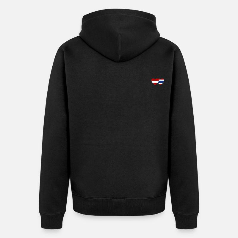 Autriche Thaïlande Drapeau Coeur - Veste à capuche bio Premium Unisexe - noir