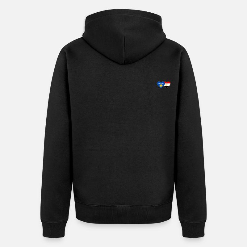 Kosovo Egypte Drapeau Coeur - Veste à capuche bio Premium Unisexe - noir